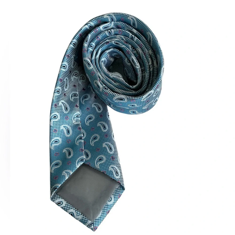 English Laundry Teal and Red Paisley Tie - Picture 2 of 5